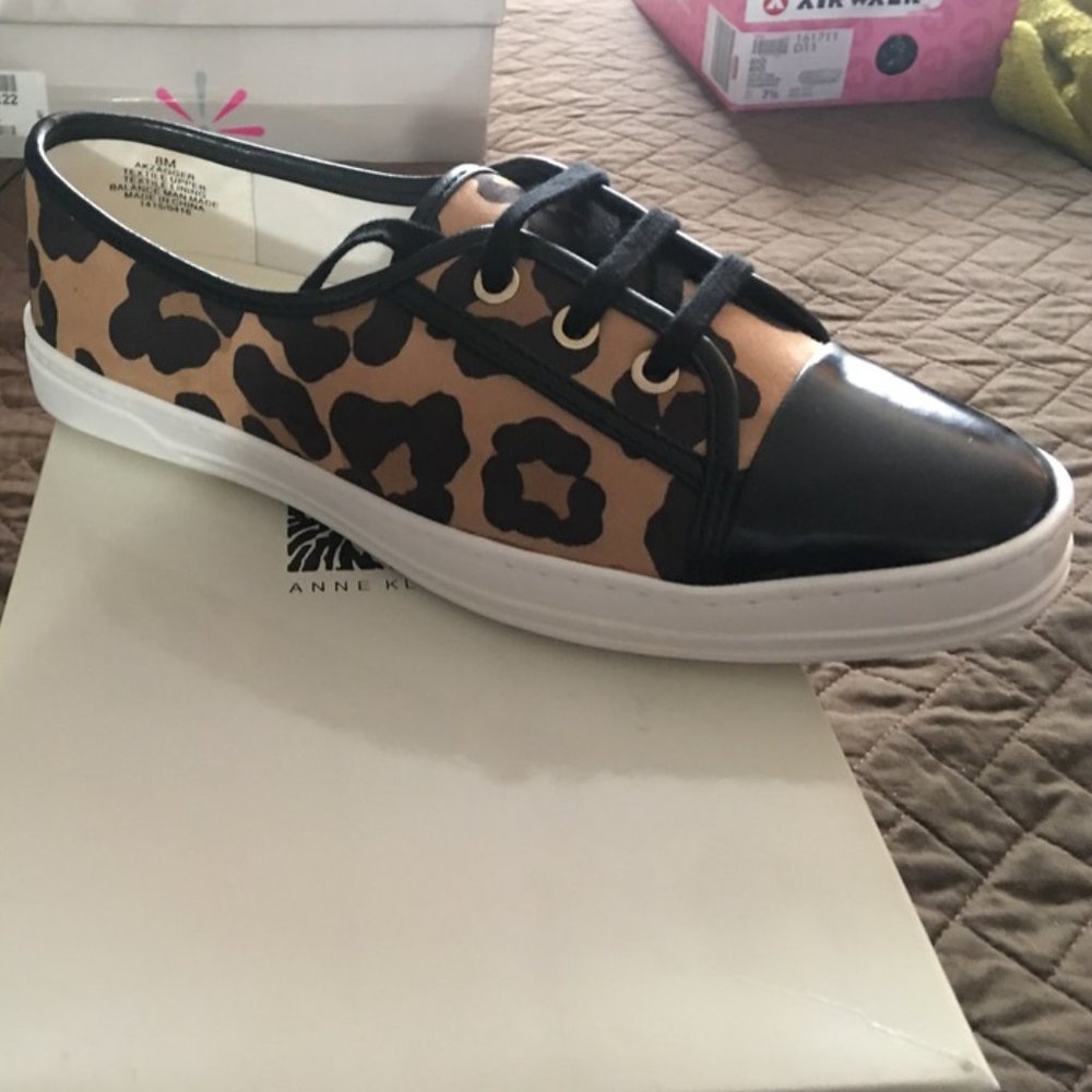 Anne Klein "Zagger" Lace-Up Leopard Sneakers